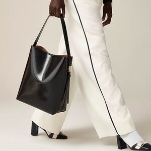 J. Crew EDIE BUCKET BAG Black Leather Tote